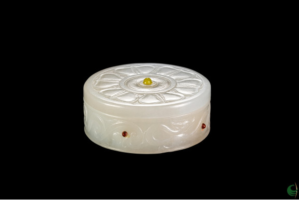 White Jade Inlaid Gemstone Rouge Box