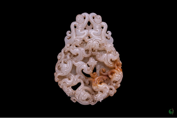Jade Dancing Figure Multi-Dragon Pendant