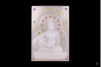 Square Jade Plaque Featuring Guanyin and Buddha