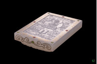 Square Jade Plaque Featuring Guanyin and Buddha